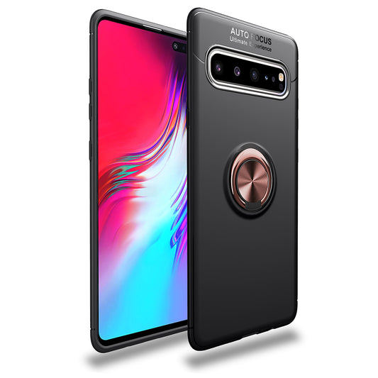 LENUO Metal Ring Bracket TPU Phone Cover for Samsung Galaxy S10 5G Built-in Magnetic Metal Sheet