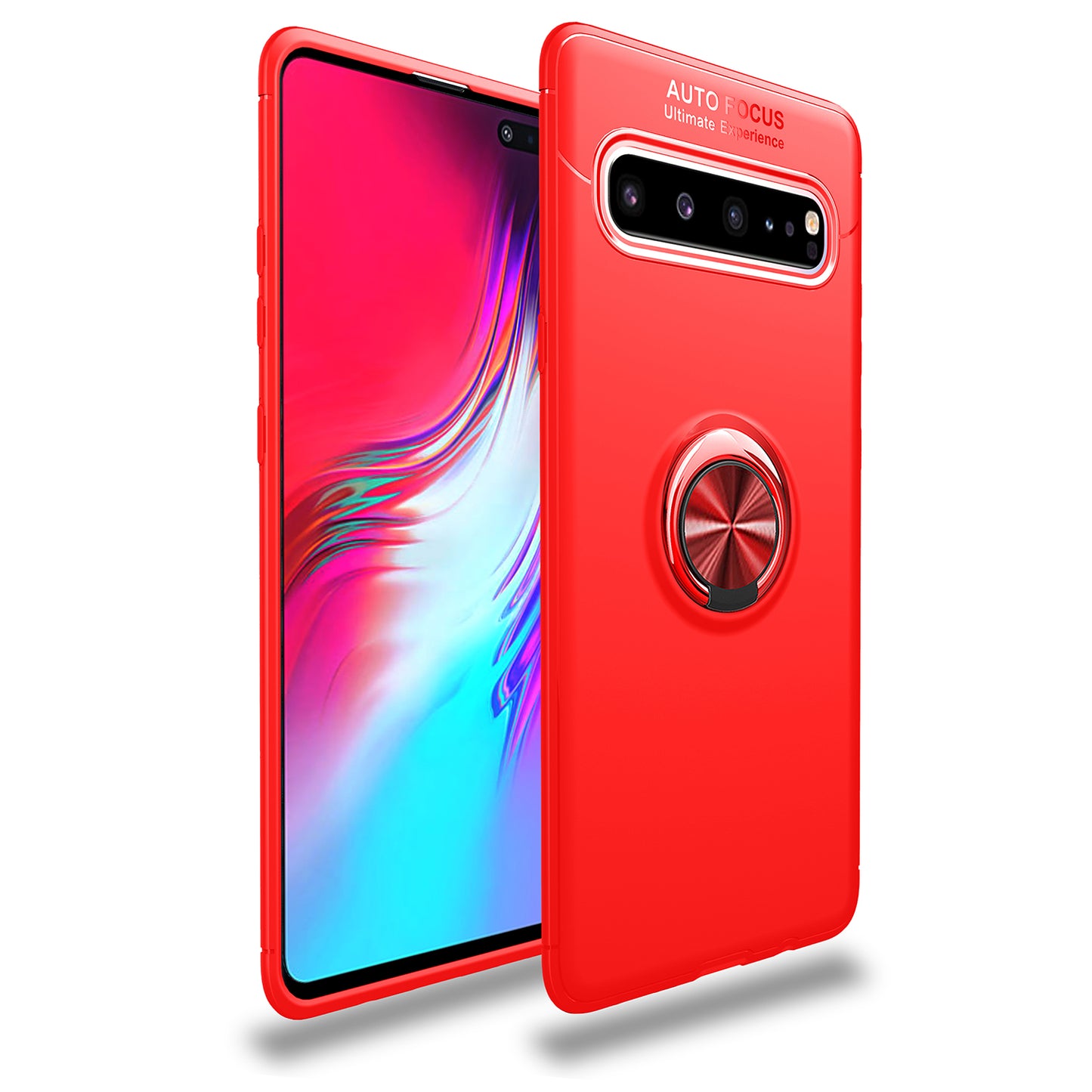 LENUO Metal Ring Bracket TPU Phone Cover for Samsung Galaxy S10 5G Built-in Magnetic Metal Sheet