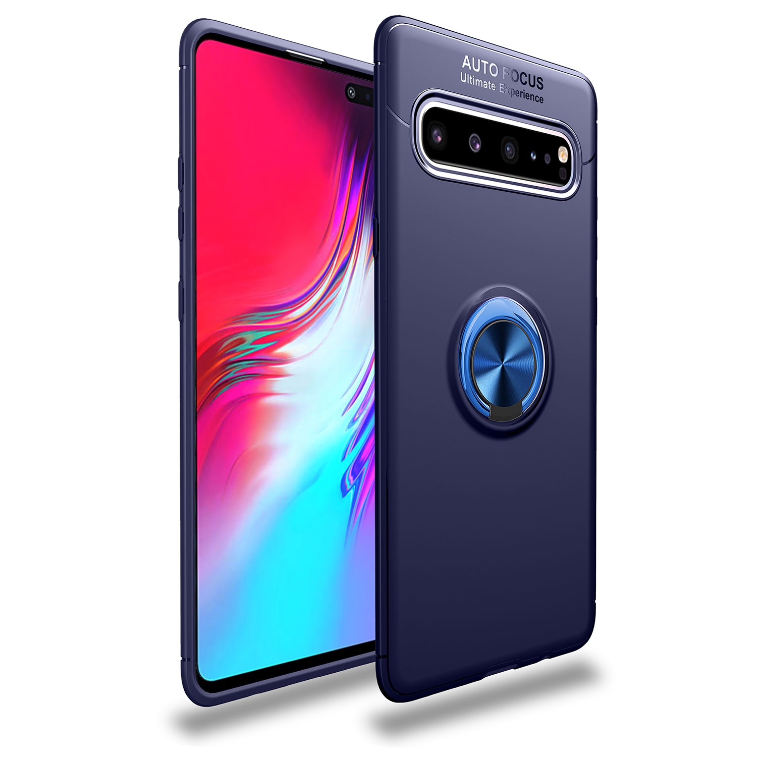 LENUO Metal Ring Bracket TPU Phone Cover for Samsung Galaxy S10 5G Built-in Magnetic Metal Sheet
