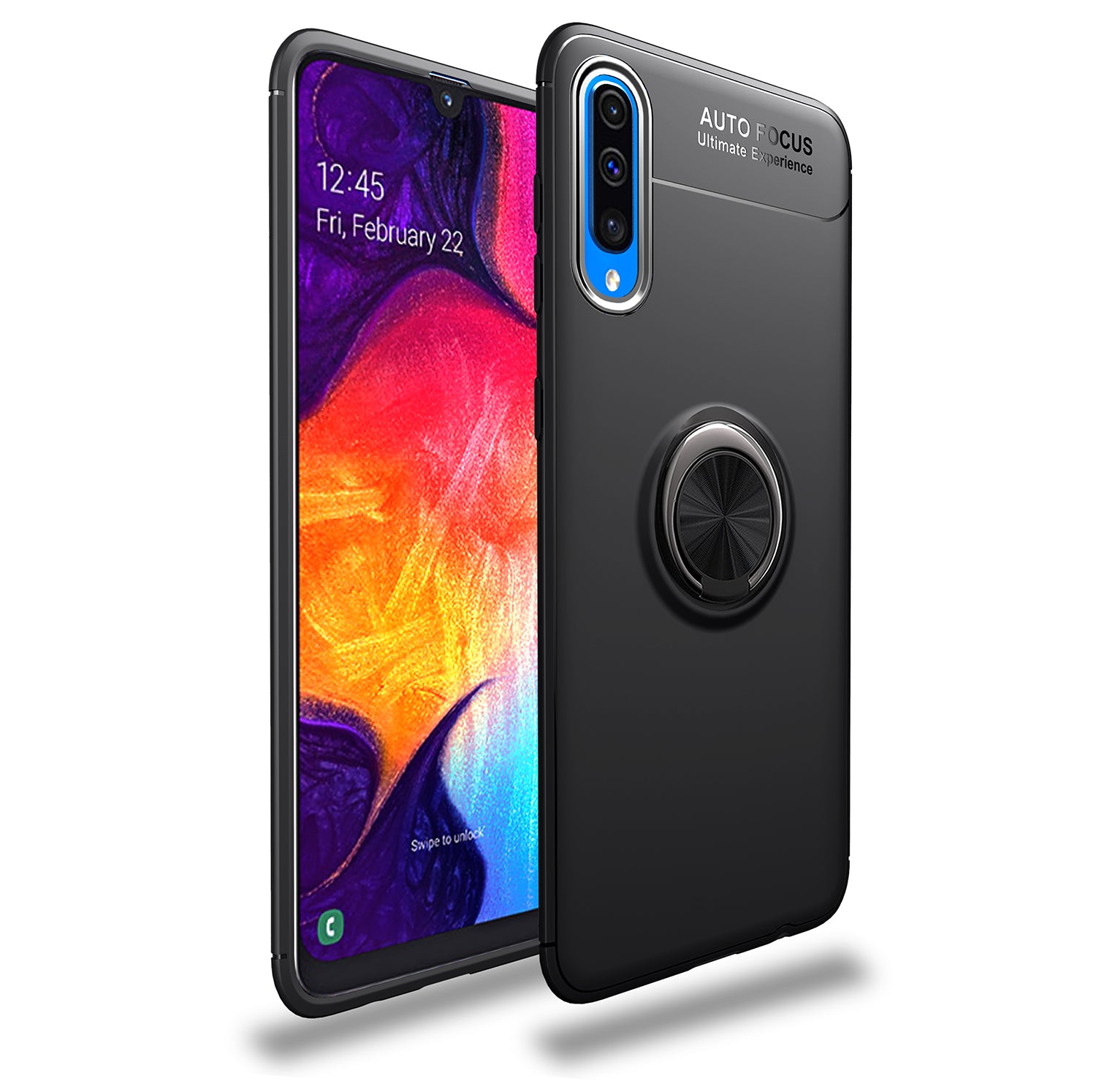 LENUO for Samsung Galaxy A70 Metal Ring Bracket TPU Phone Cover Built-in Magnetic Metal Sheet