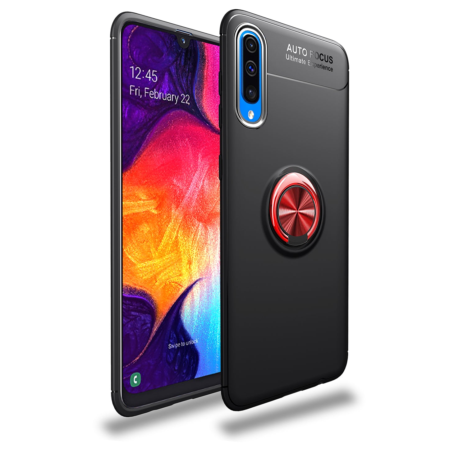 LENUO for Samsung Galaxy A70 Metal Ring Bracket TPU Phone Cover Built-in Magnetic Metal Sheet