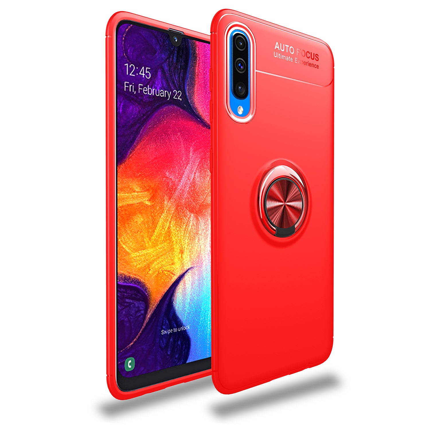 LENUO for Samsung Galaxy A70 Metal Ring Bracket TPU Phone Cover Built-in Magnetic Metal Sheet