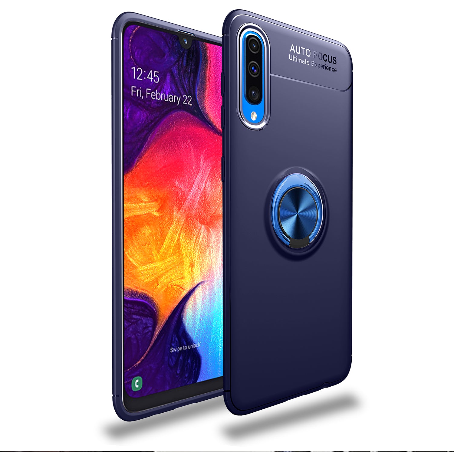 LENUO for Samsung Galaxy A70 Metal Ring Bracket TPU Phone Cover Built-in Magnetic Metal Sheet