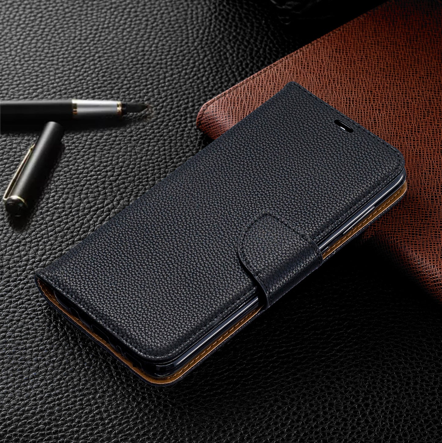 Litchi Skin PU Leather Stand Wallet Case for Samsung Galaxy A70