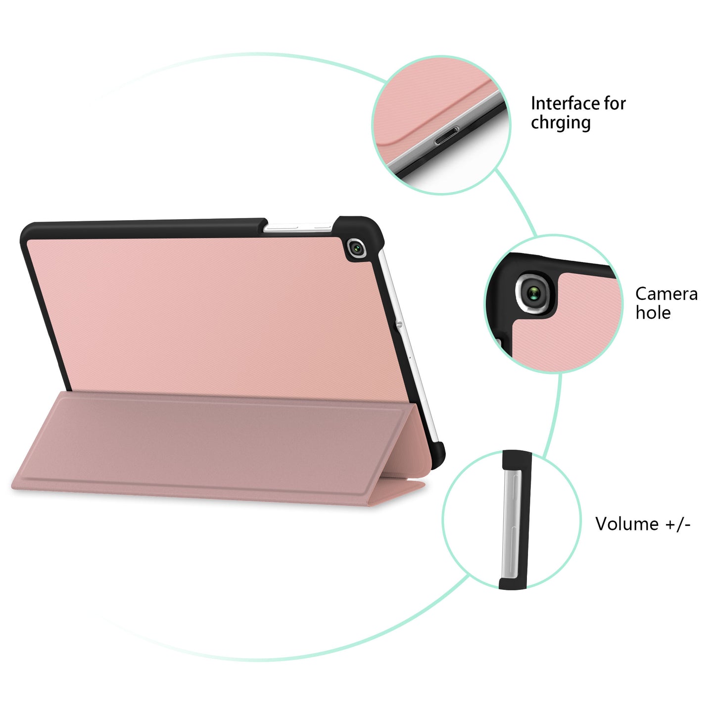 Silky Texture Tri-fold Leather Stand Case for Samsung Galaxy TAB A 10.1 (2019) SM-T510/SM-T515
