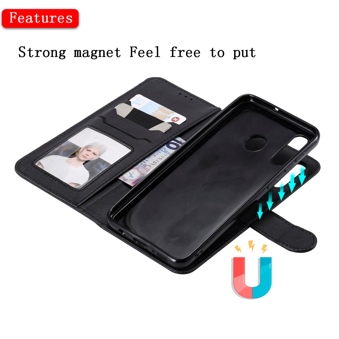 Magnetic KT Leather Series-3 Detachable 2-in-1 Wallet Leather Stand Case for Samsung Galaxy A50 / A30 / A20