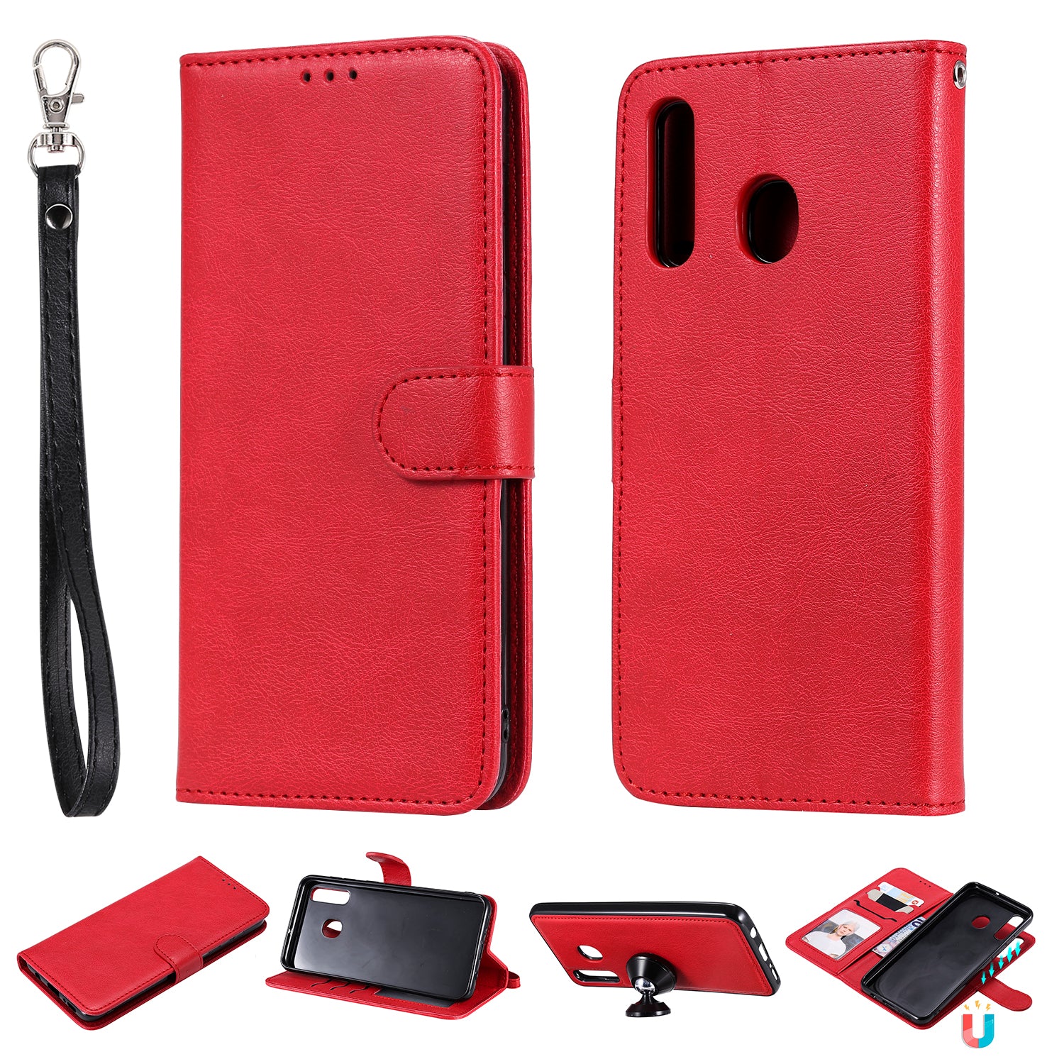 Magnetic KT Leather Series-3 Detachable 2-in-1 Wallet Leather Stand Case for Samsung Galaxy A50 / A30 / A20
