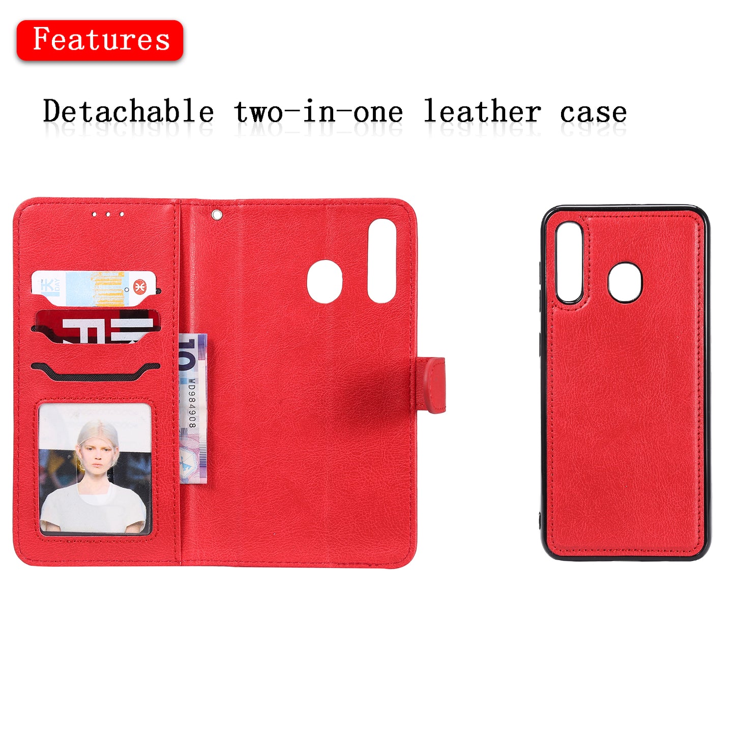 Magnetic KT Leather Series-3 Detachable 2-in-1 Wallet Leather Stand Case for Samsung Galaxy A50 / A30 / A20