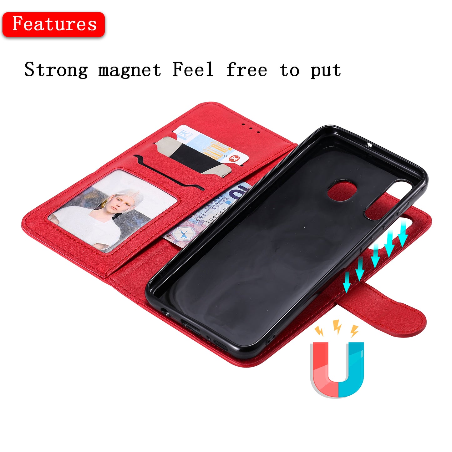 Magnetic KT Leather Series-3 Detachable 2-in-1 Wallet Leather Stand Case for Samsung Galaxy A50 / A30 / A20