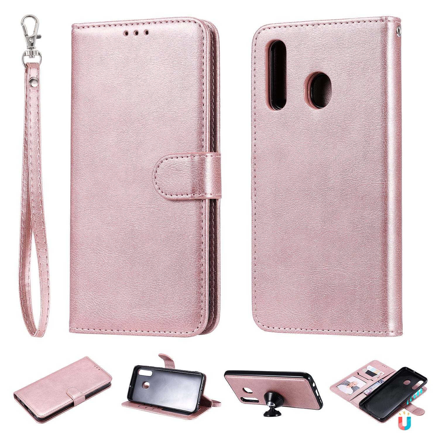 Magnetic KT Leather Series-3 Detachable 2-in-1 Wallet Leather Stand Case for Samsung Galaxy A50 / A30 / A20
