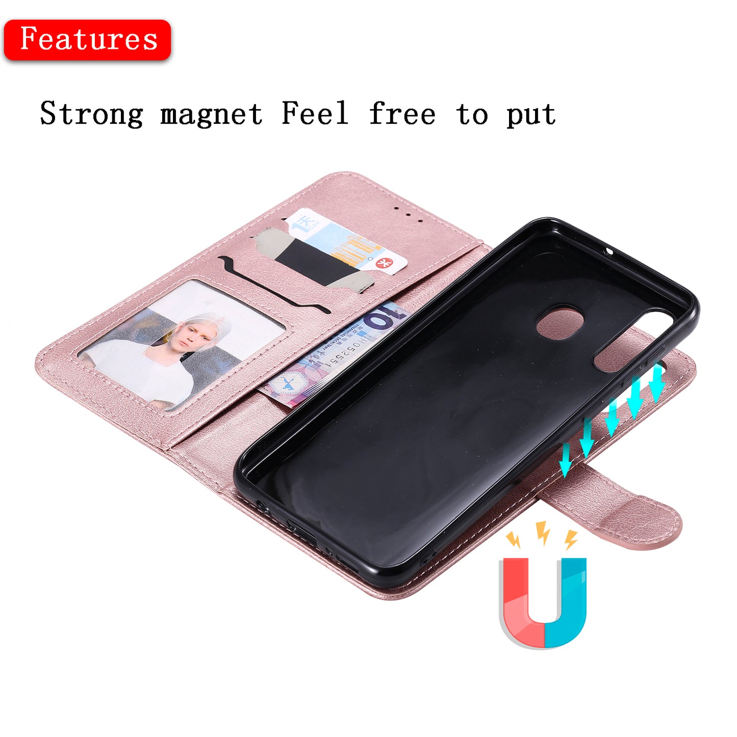 Magnetic KT Leather Series-3 Detachable 2-in-1 Wallet Leather Stand Case for Samsung Galaxy A50 / A30 / A20