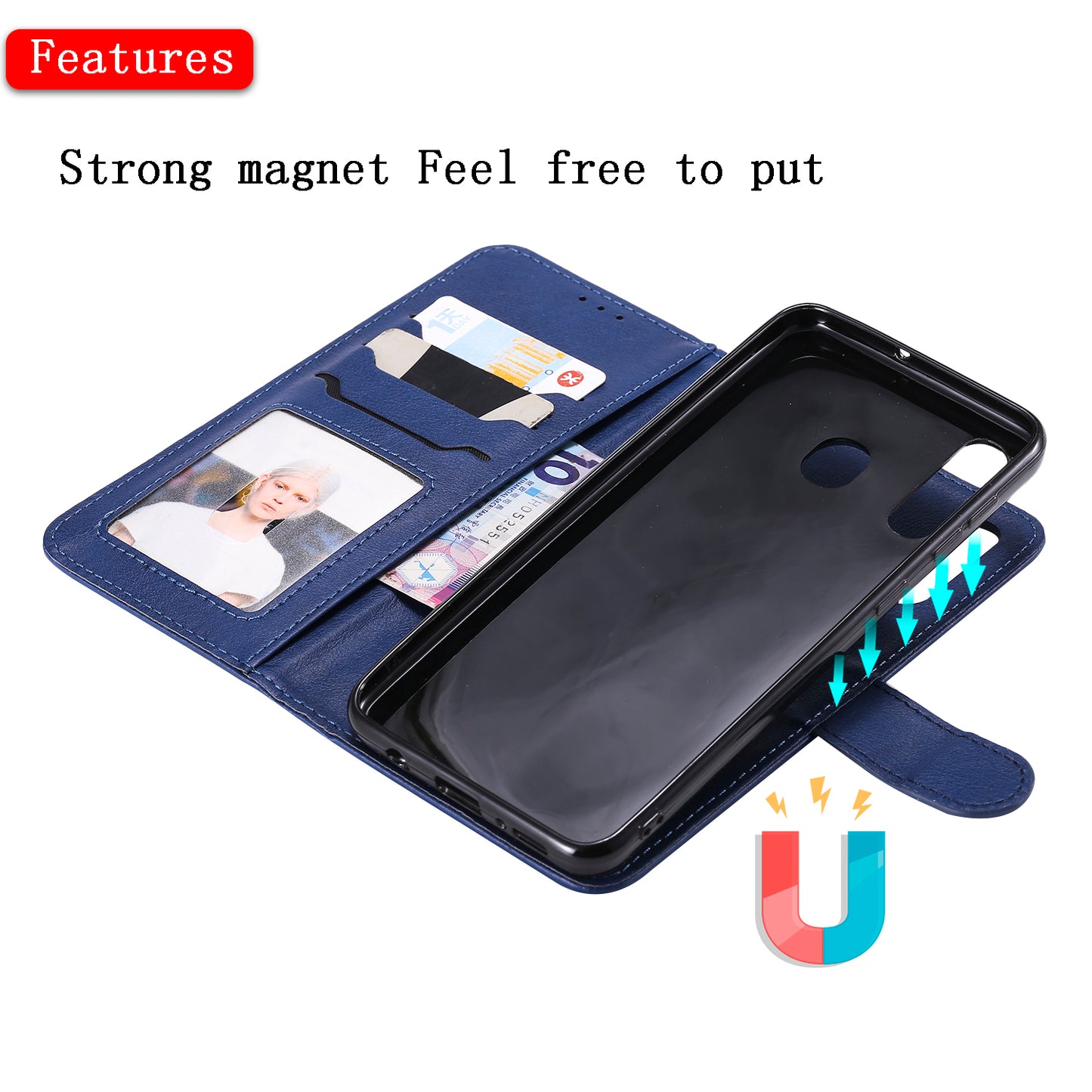 Magnetic KT Leather Series-3 Detachable 2-in-1 Wallet Leather Stand Case for Samsung Galaxy A50 / A30 / A20