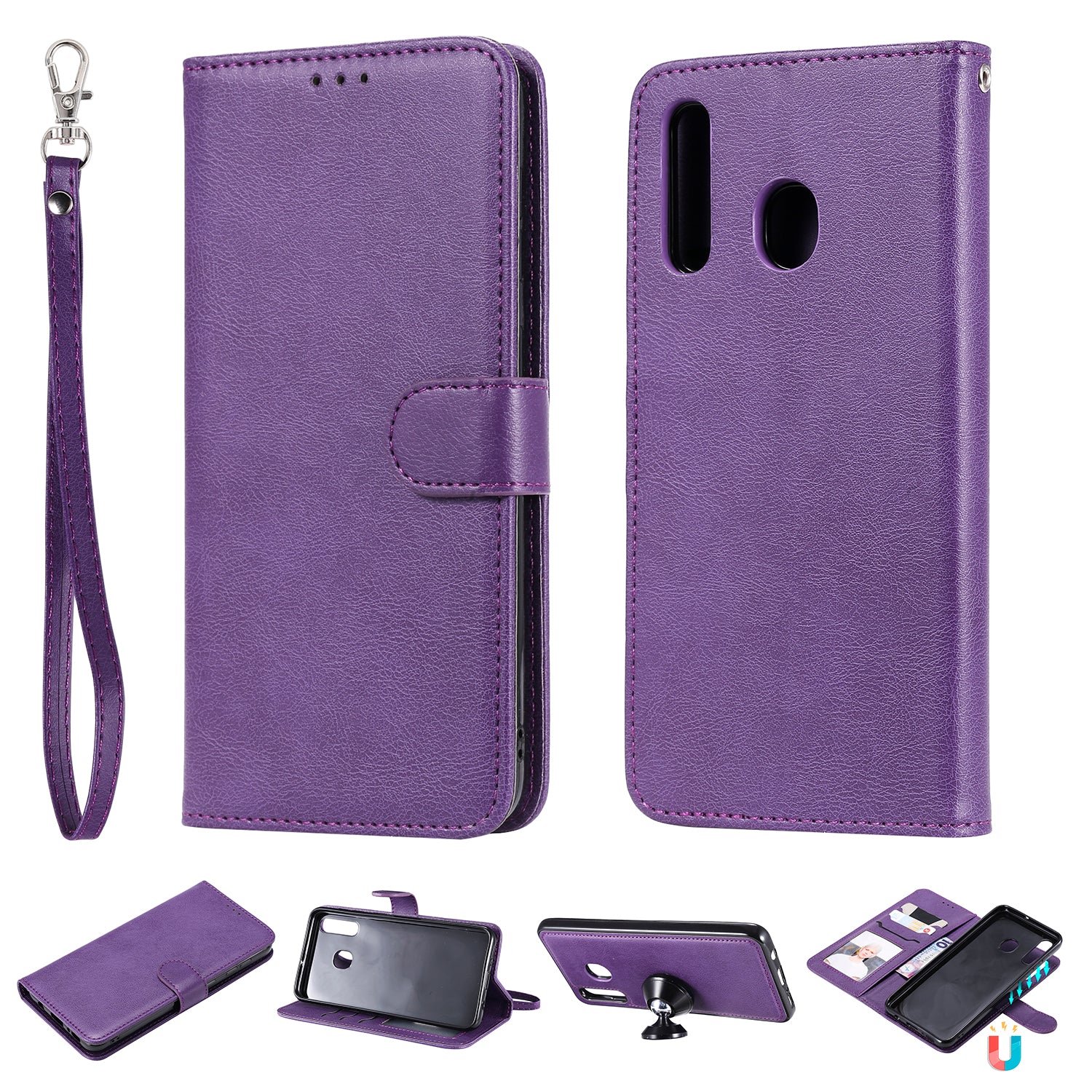 Magnetic KT Leather Series-3 Detachable 2-in-1 Wallet Leather Stand Case for Samsung Galaxy A50 / A30 / A20