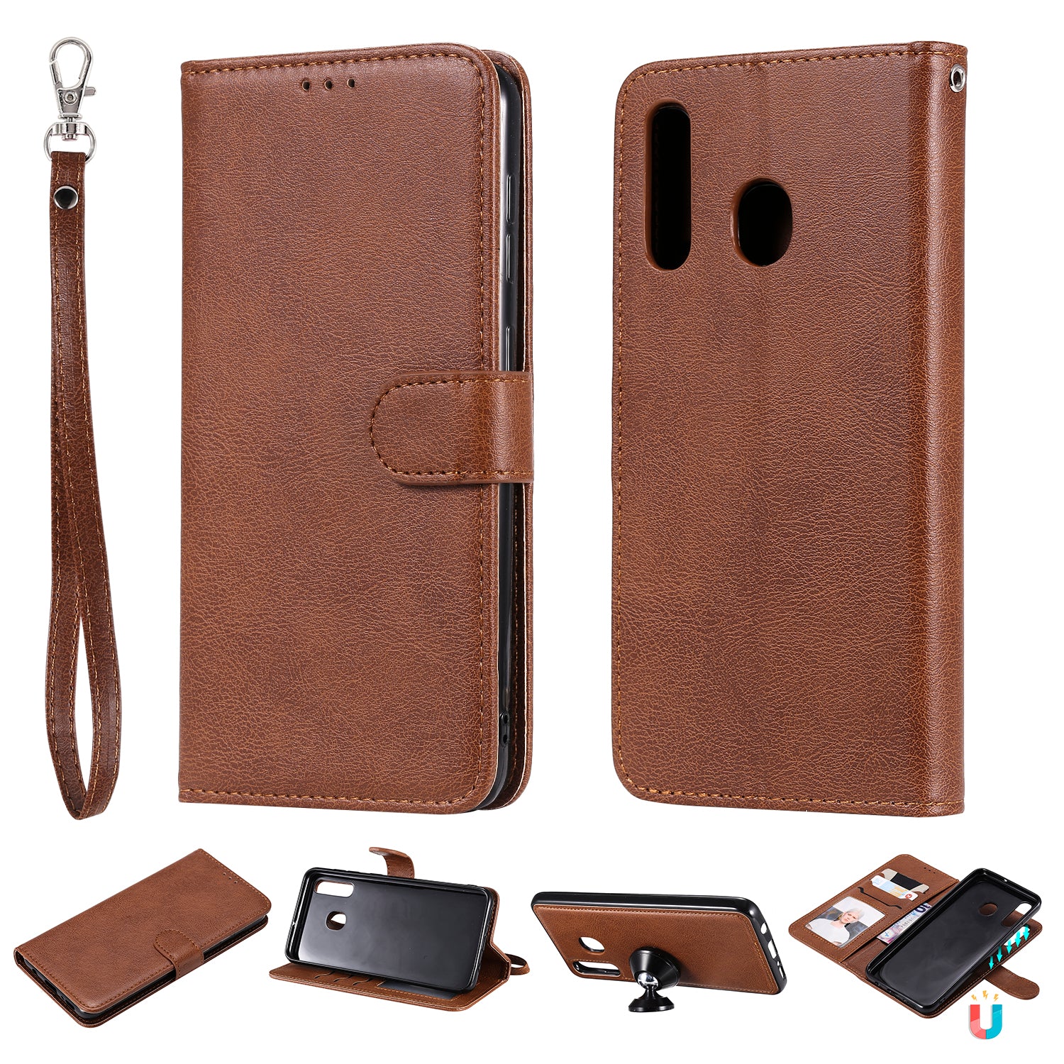 Magnetic KT Leather Series-3 Detachable 2-in-1 Wallet Leather Stand Case for Samsung Galaxy A50 / A30 / A20