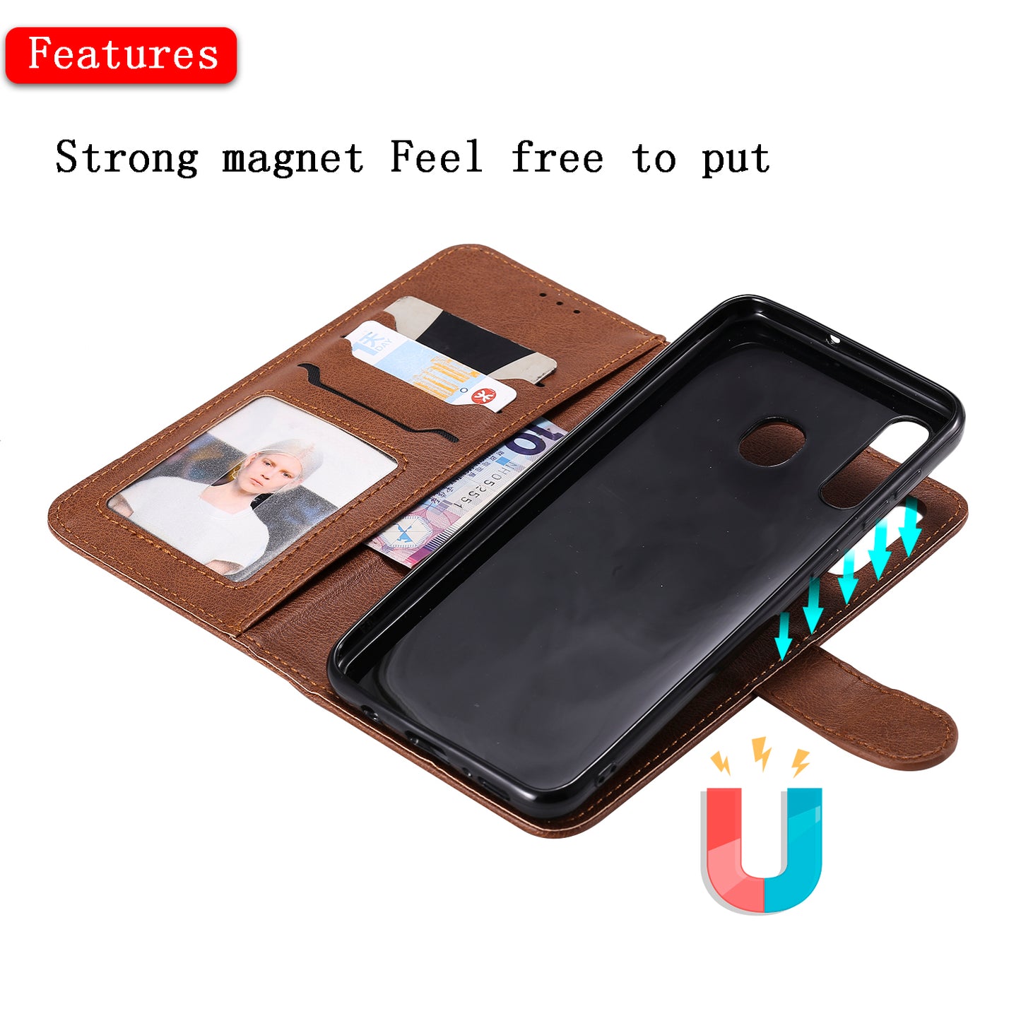 Magnetic KT Leather Series-3 Detachable 2-in-1 Wallet Leather Stand Case for Samsung Galaxy A50 / A30 / A20