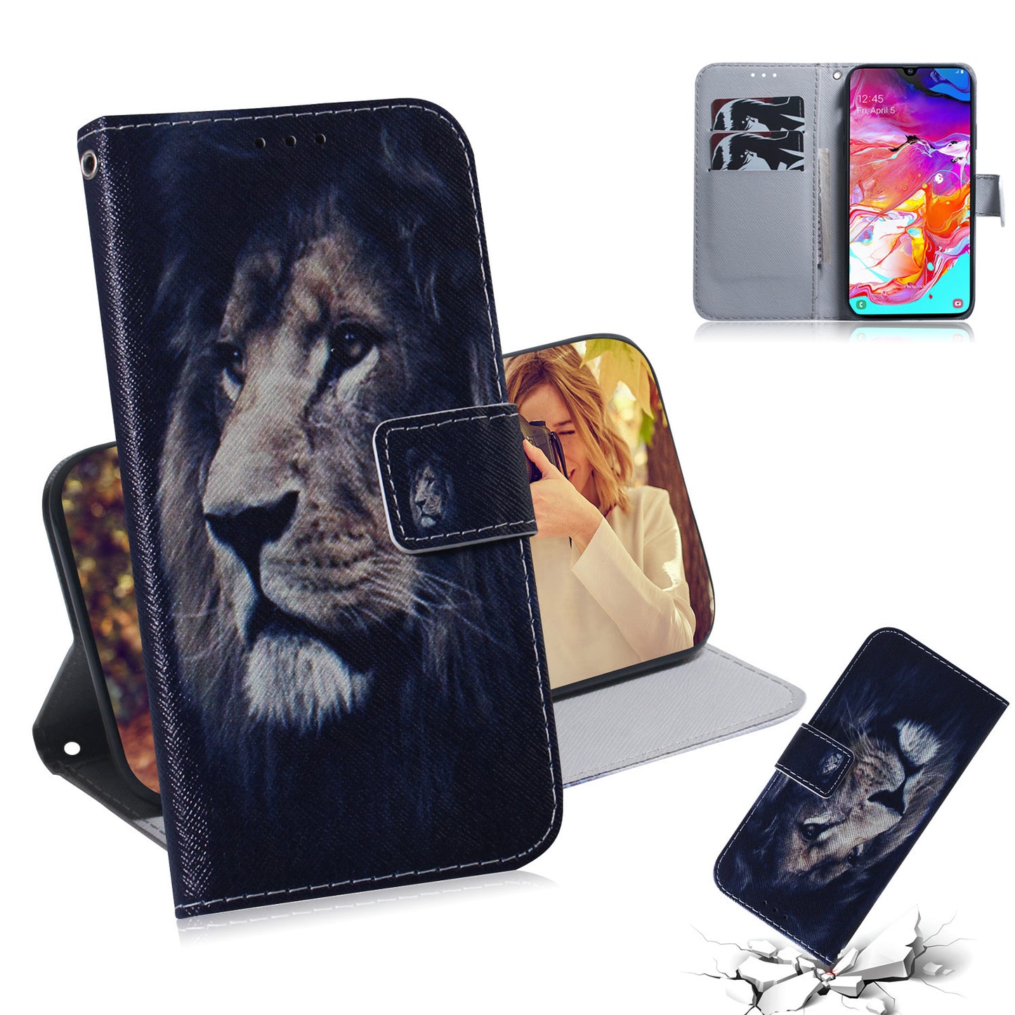 Patterned Leather Wallet Case for Samsung Galaxy A70