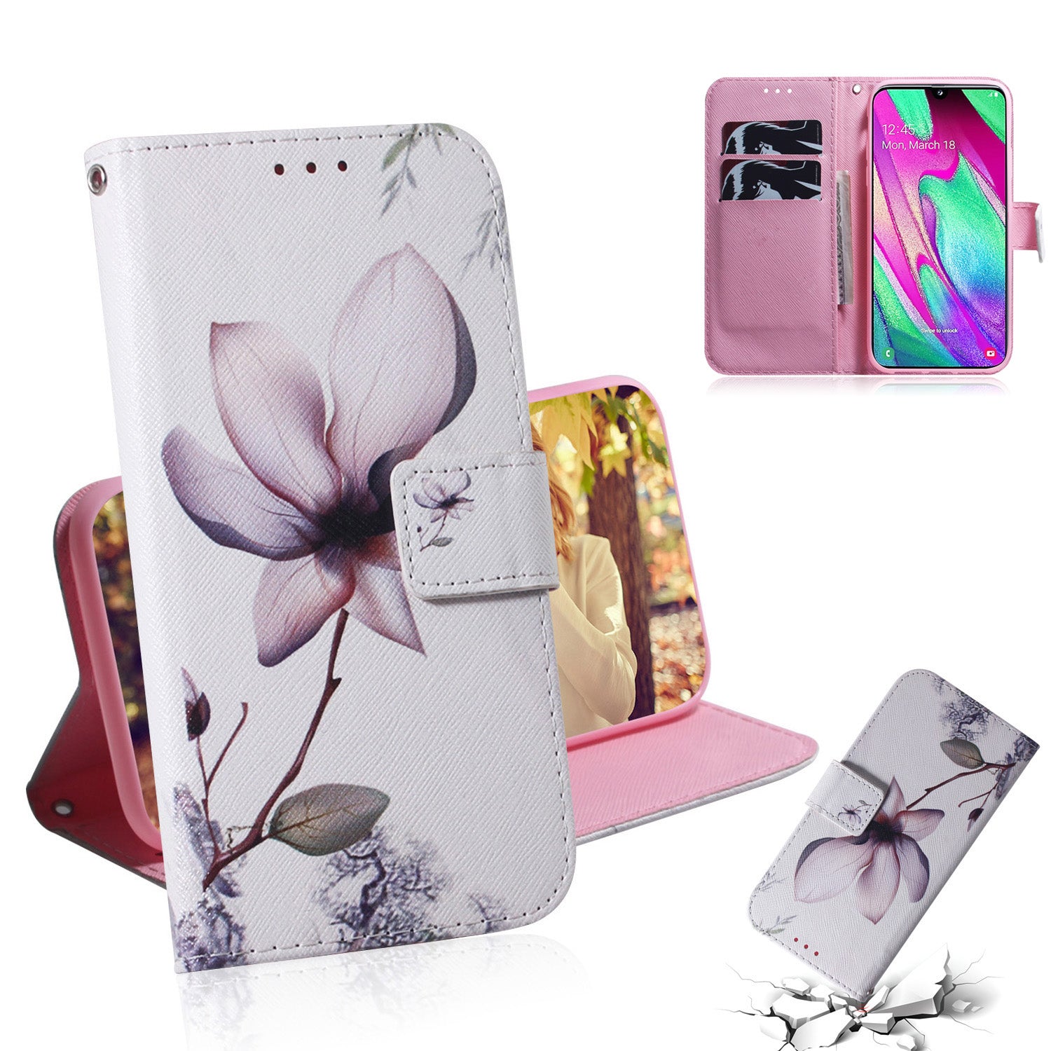 Patterned Leather Wallet Case for Samsung Galaxy A40