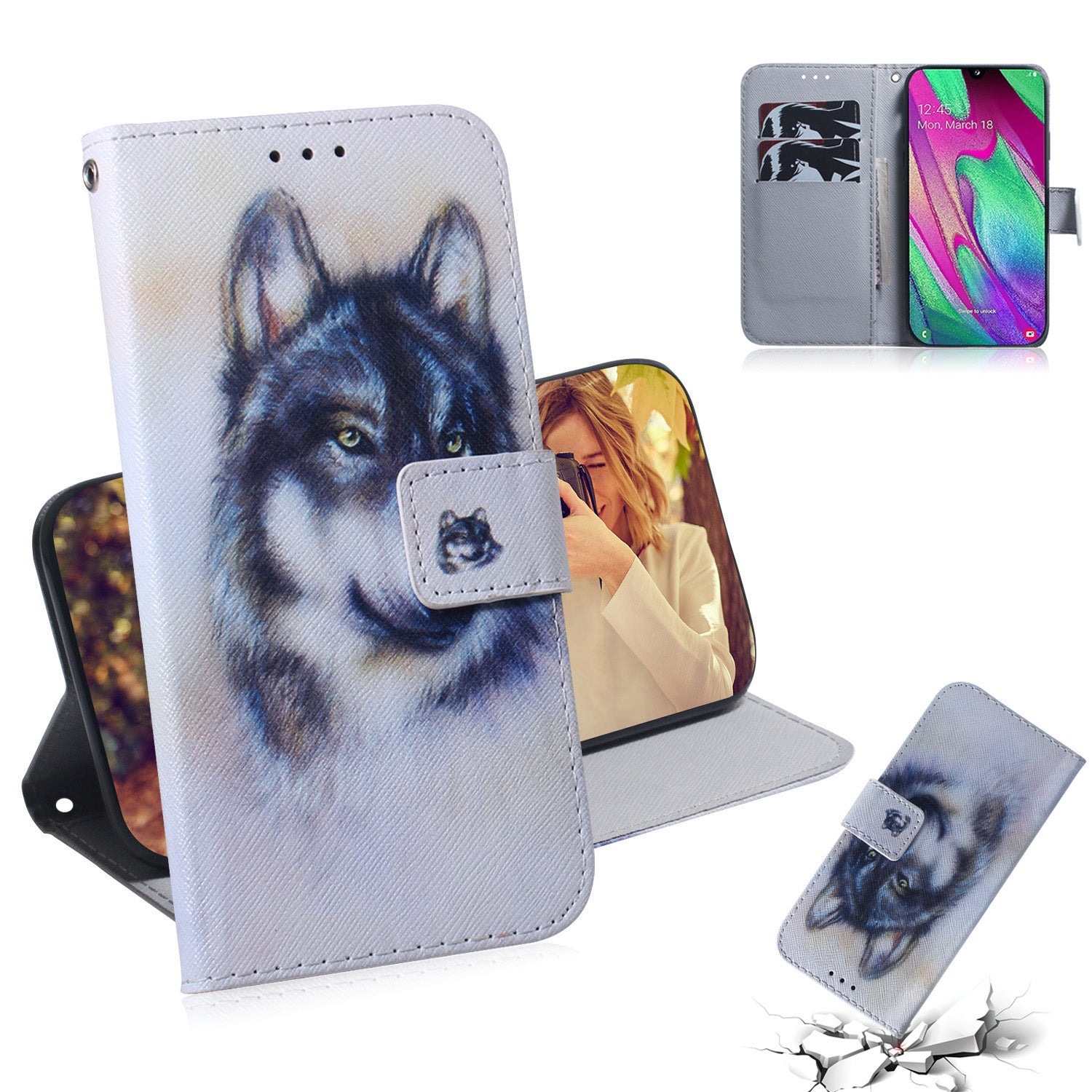 Patterned Leather Wallet Case for Samsung Galaxy A40