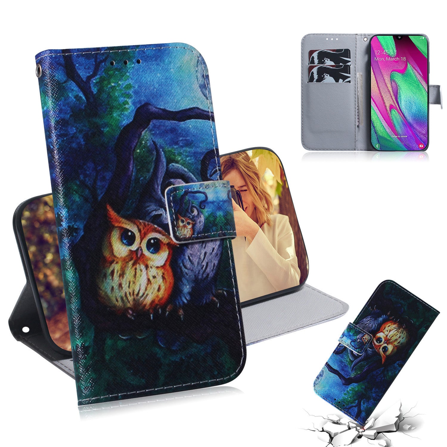 Patterned Leather Wallet Case for Samsung Galaxy A40