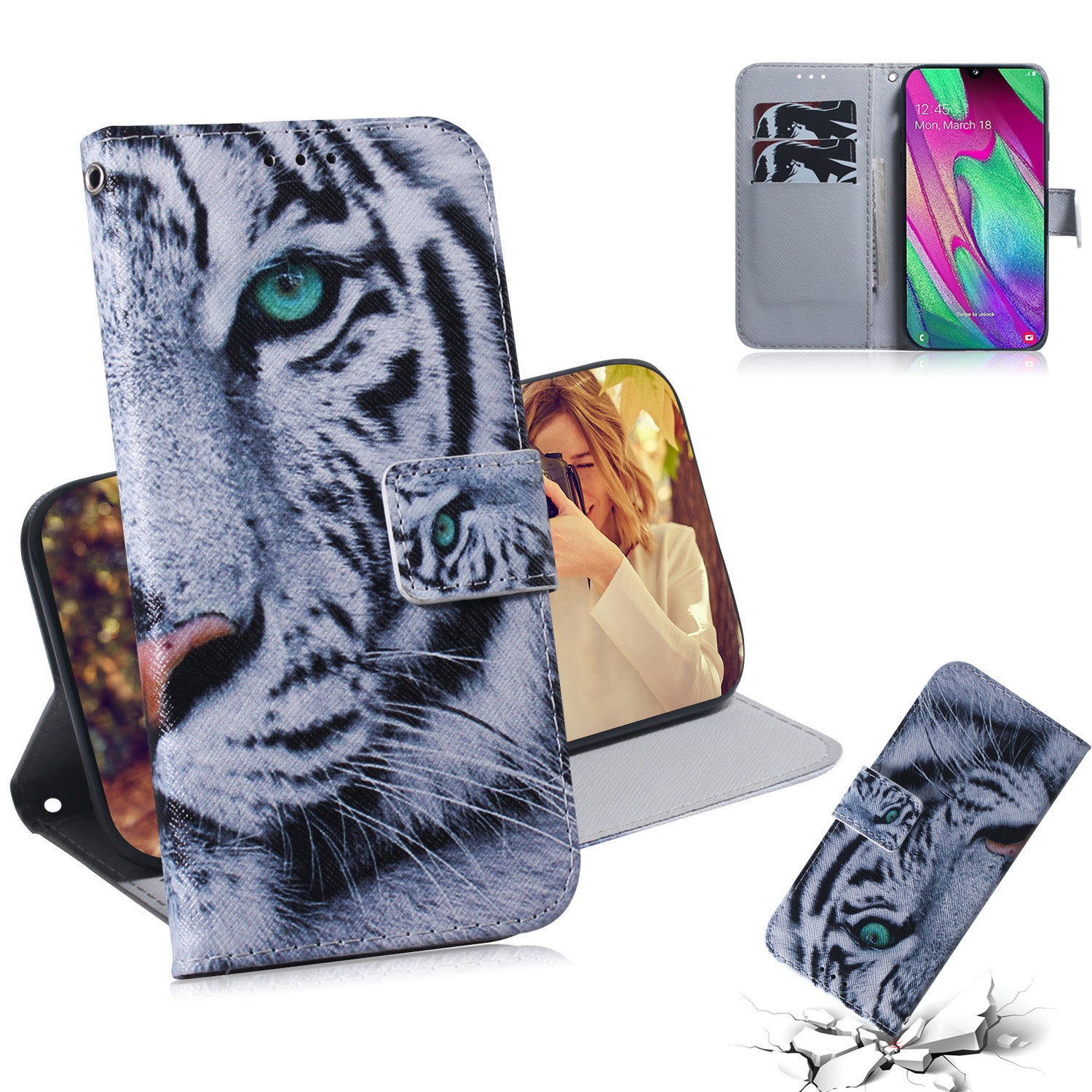 Patterned Leather Wallet Case for Samsung Galaxy A40