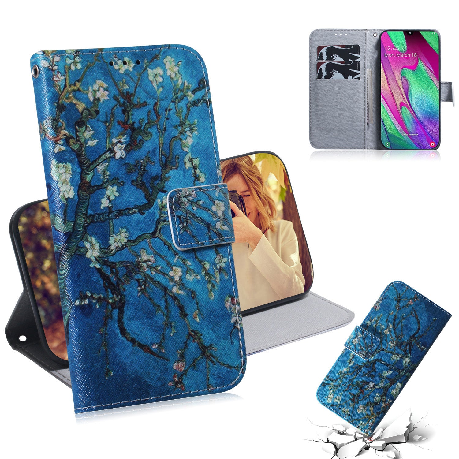 Patterned Leather Wallet Case for Samsung Galaxy A40