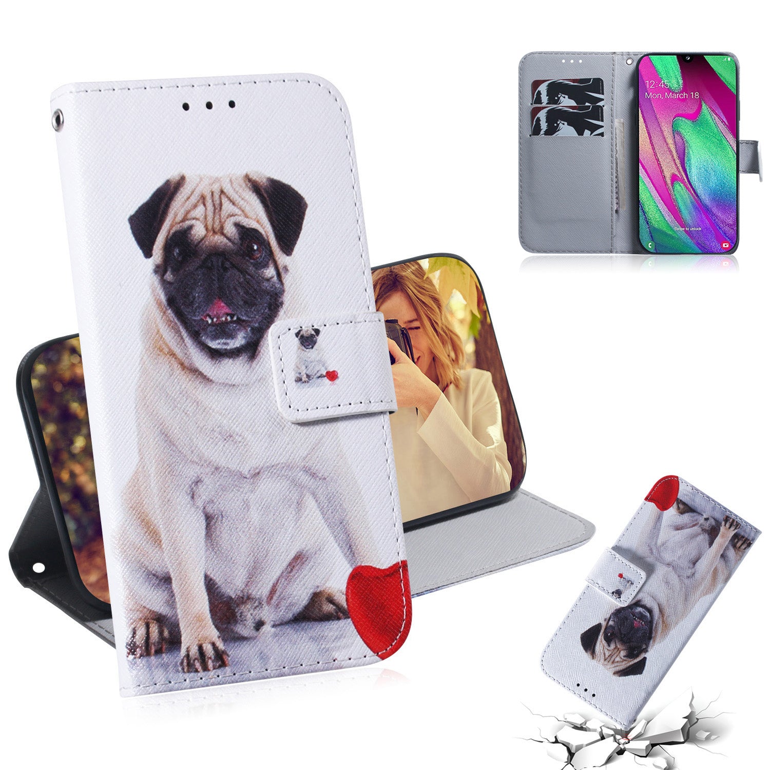 Patterned Leather Wallet Case for Samsung Galaxy A40