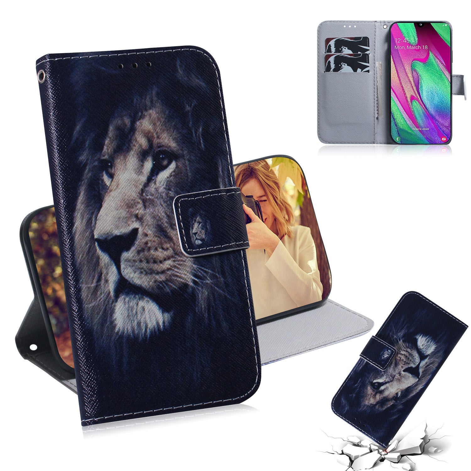 Patterned Leather Wallet Case for Samsung Galaxy A40