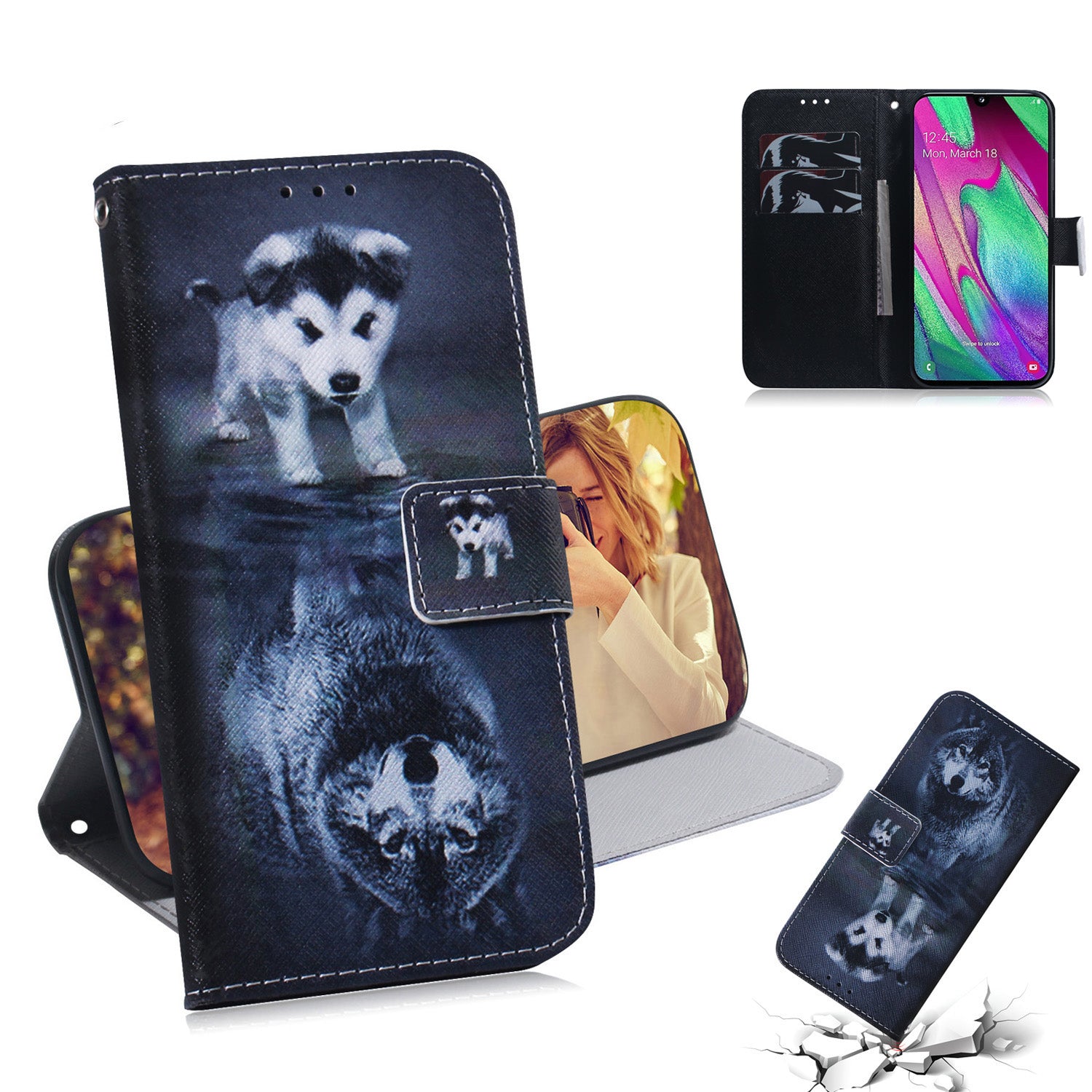 Patterned Leather Wallet Case for Samsung Galaxy A40