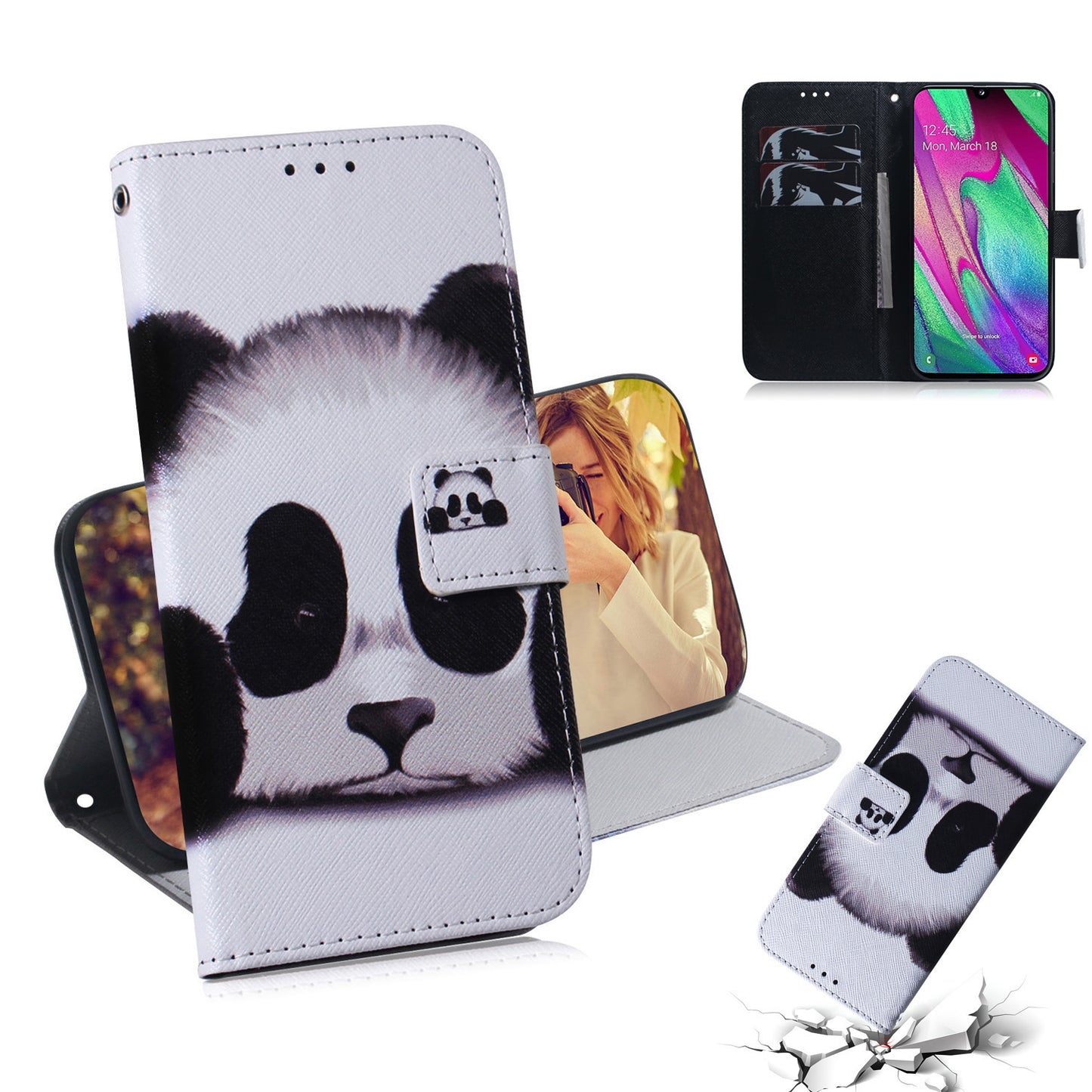Patterned Leather Wallet Case for Samsung Galaxy A40