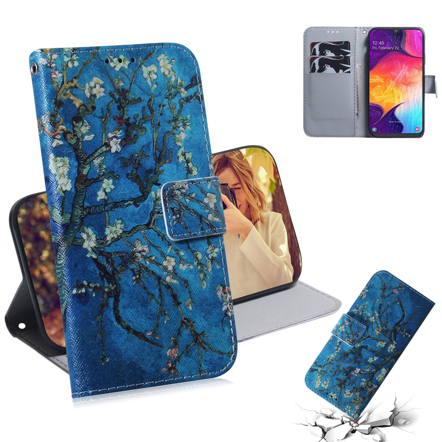 PU Leather Pattern Printing Wallet Stand Phone Protective Case for Samsung Galaxy A50/A50s/A30s