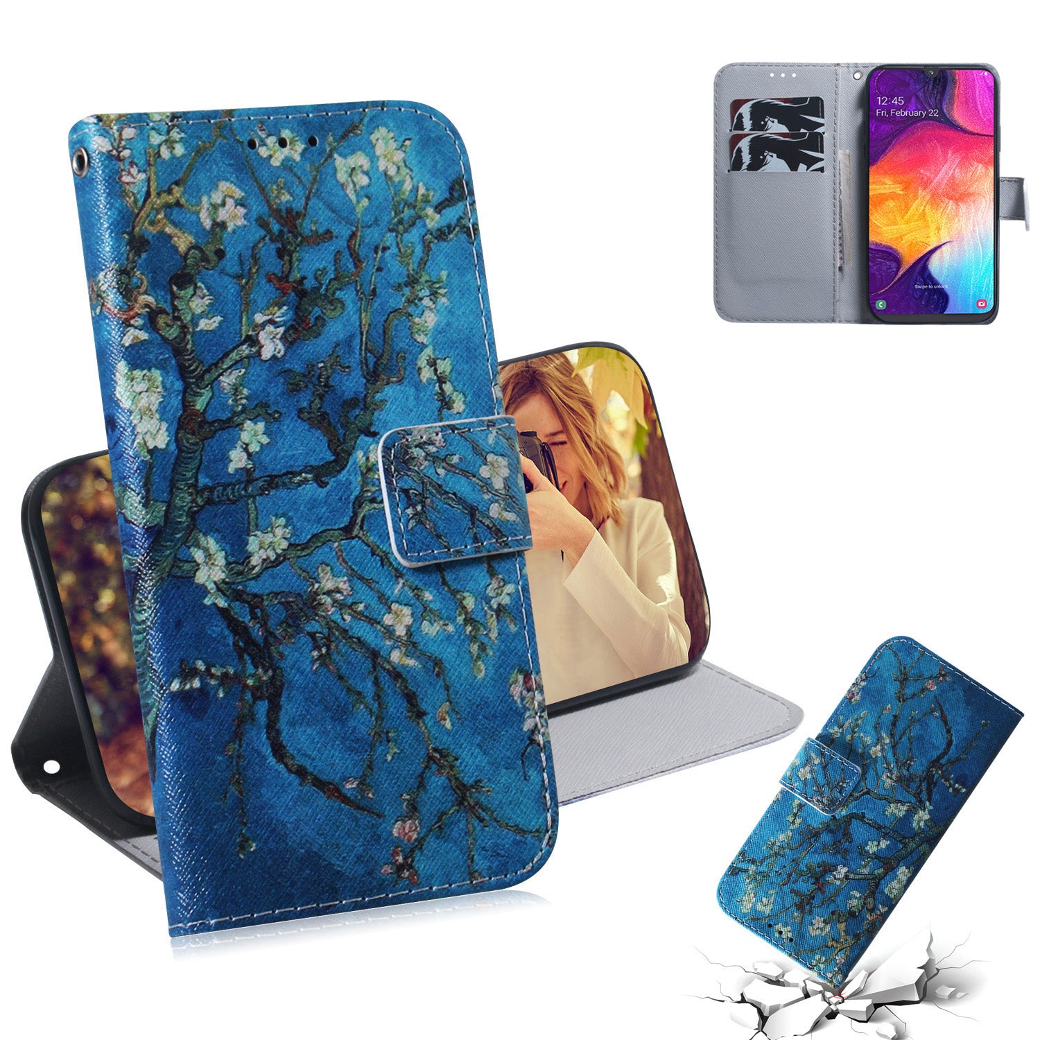PU Leather Pattern Printing Wallet Stand Phone Protective Case for Samsung Galaxy A50/A50s/A30s