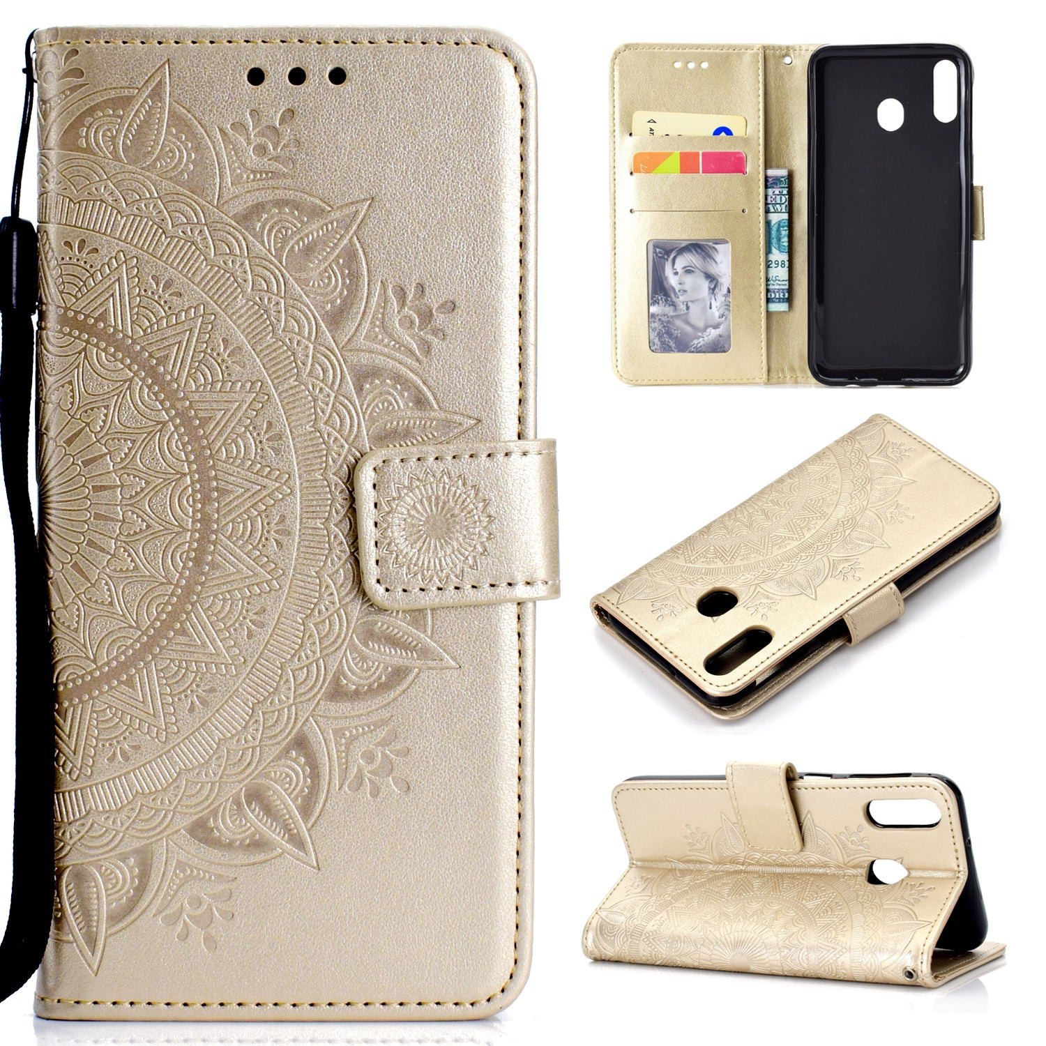 Imprint Flower Leather Wallet Case for Samsung Galaxy A30/A20