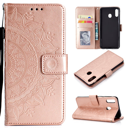 Imprint Flower Leather Wallet Case for Samsung Galaxy A30/A20