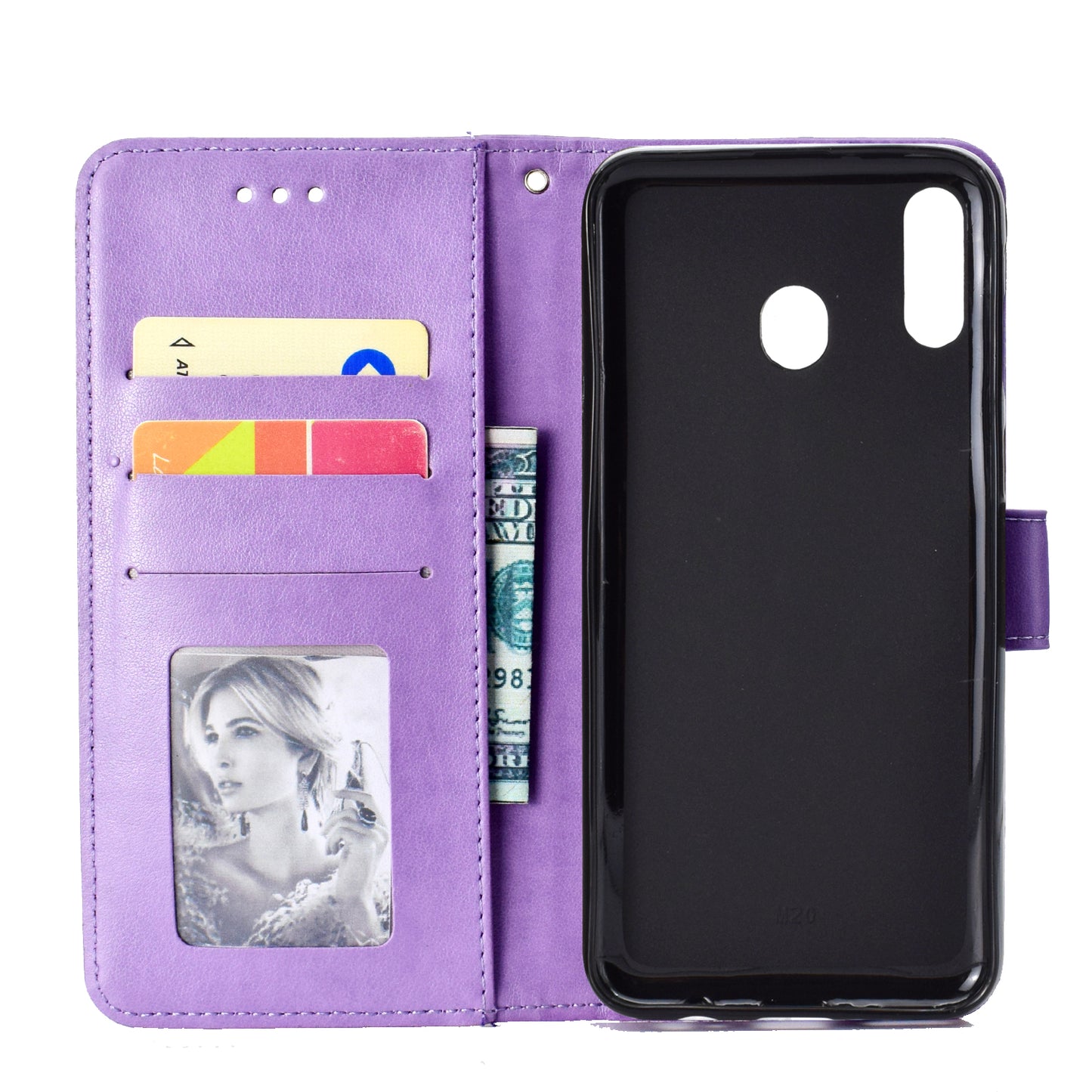 Imprint Flower Leather Wallet Case for Samsung Galaxy A30/A20