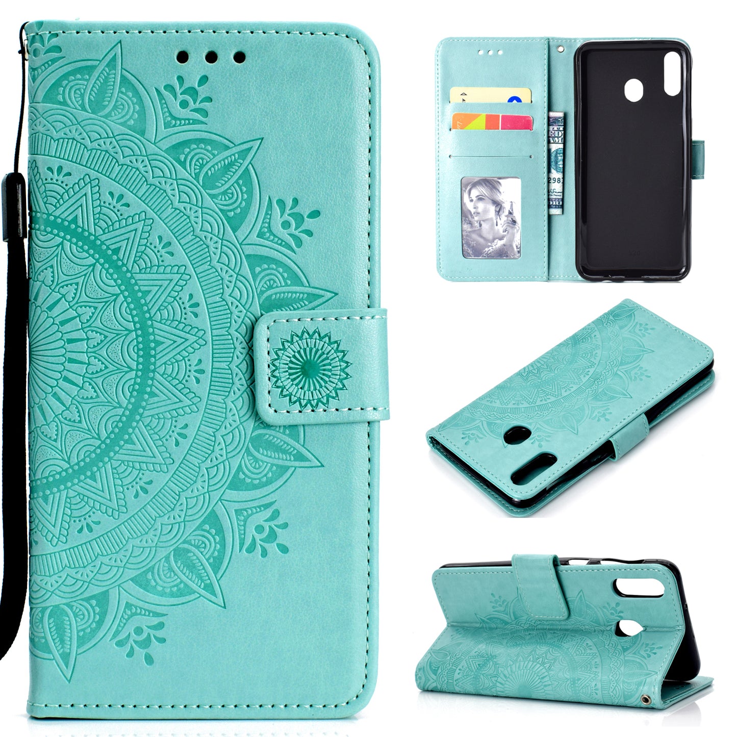 Imprint Flower Leather Wallet Case for Samsung Galaxy A30/A20