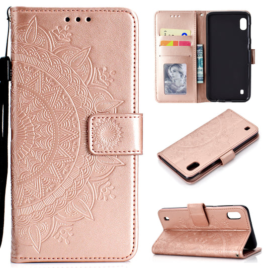Imprint Flower Leather Wallet Case for Samsung Galaxy A10