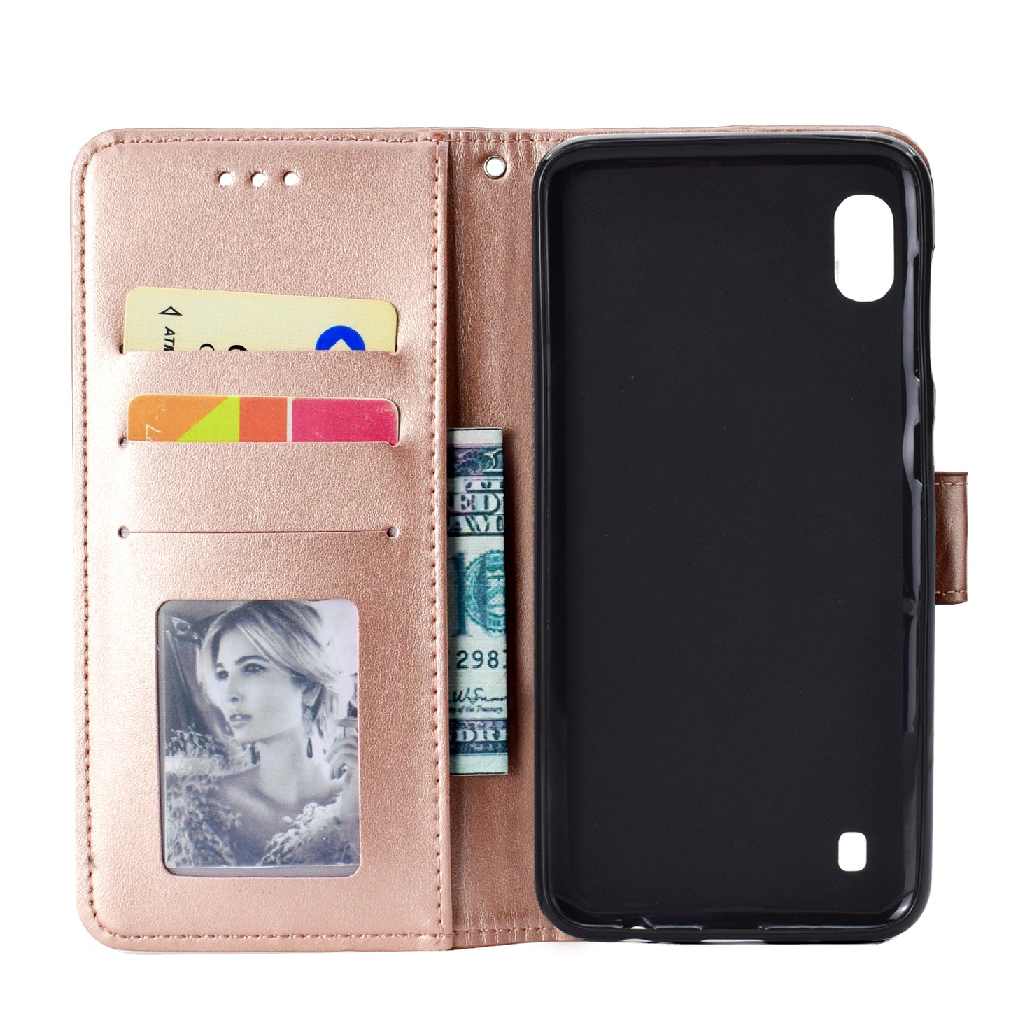 Imprint Flower Leather Wallet Case for Samsung Galaxy A10