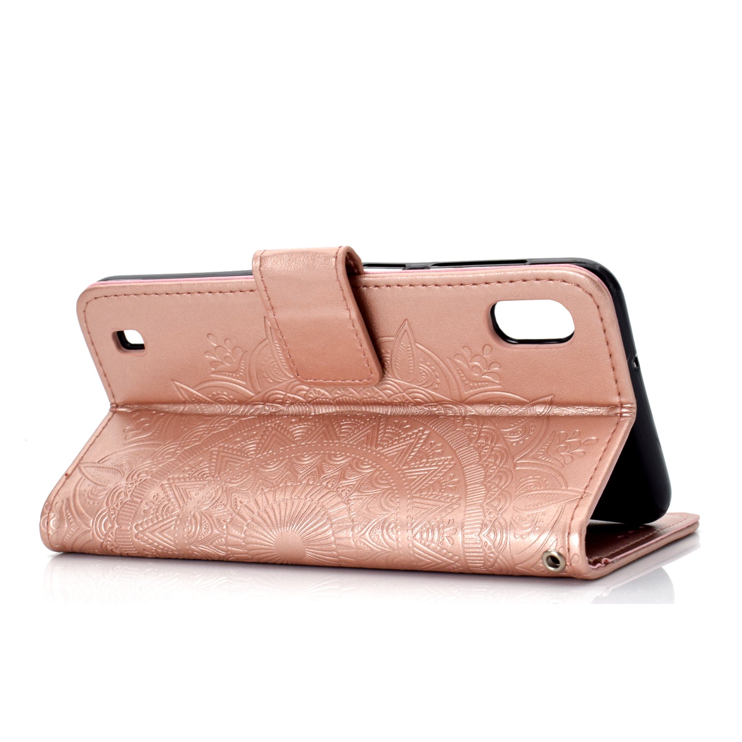 Imprint Flower Leather Wallet Case for Samsung Galaxy A10