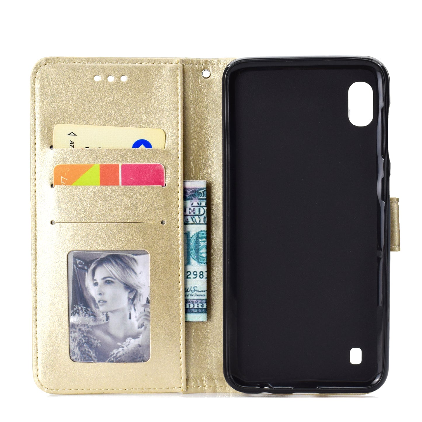 Imprint Flower Leather Wallet Case for Samsung Galaxy A10