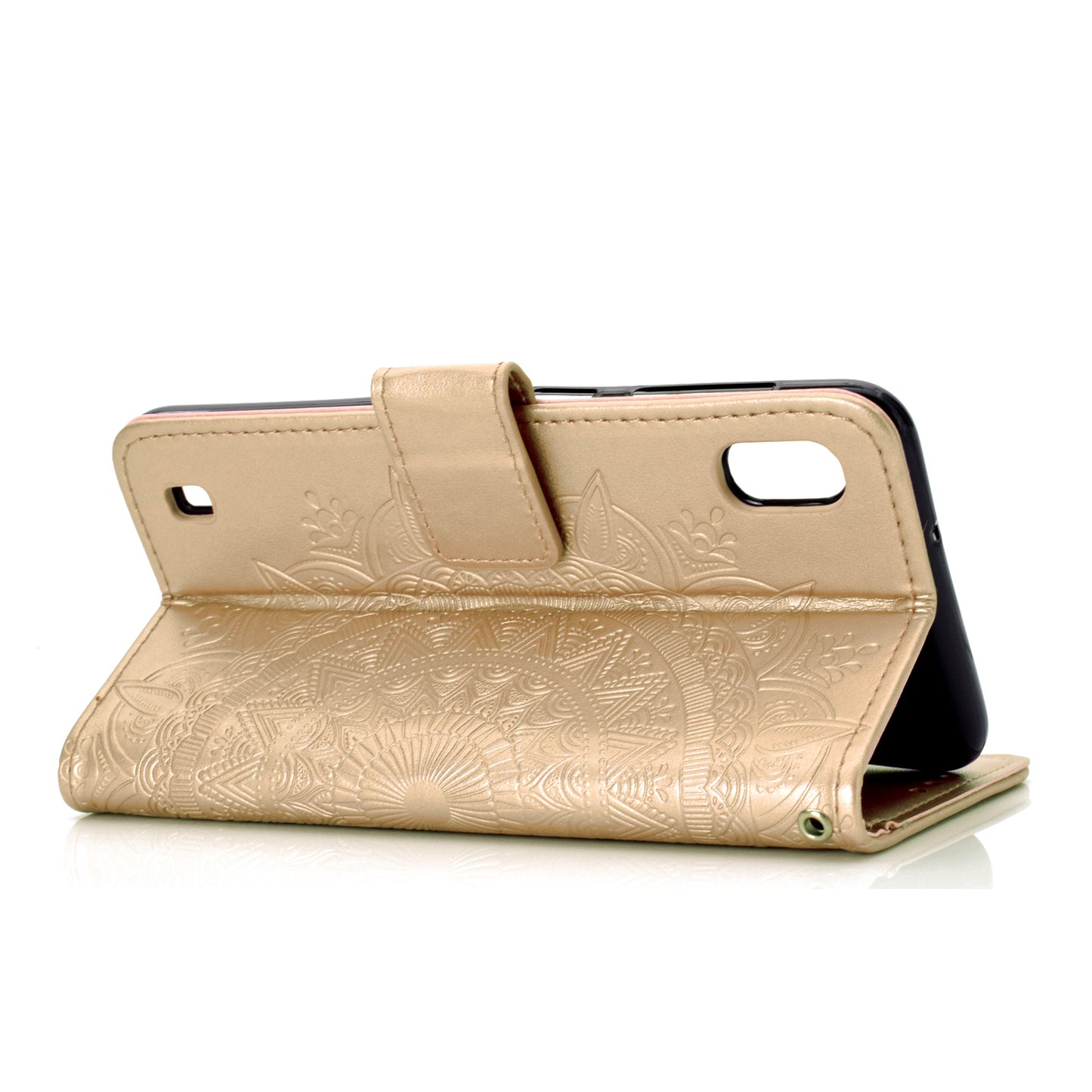 Imprint Flower Leather Wallet Case for Samsung Galaxy A10