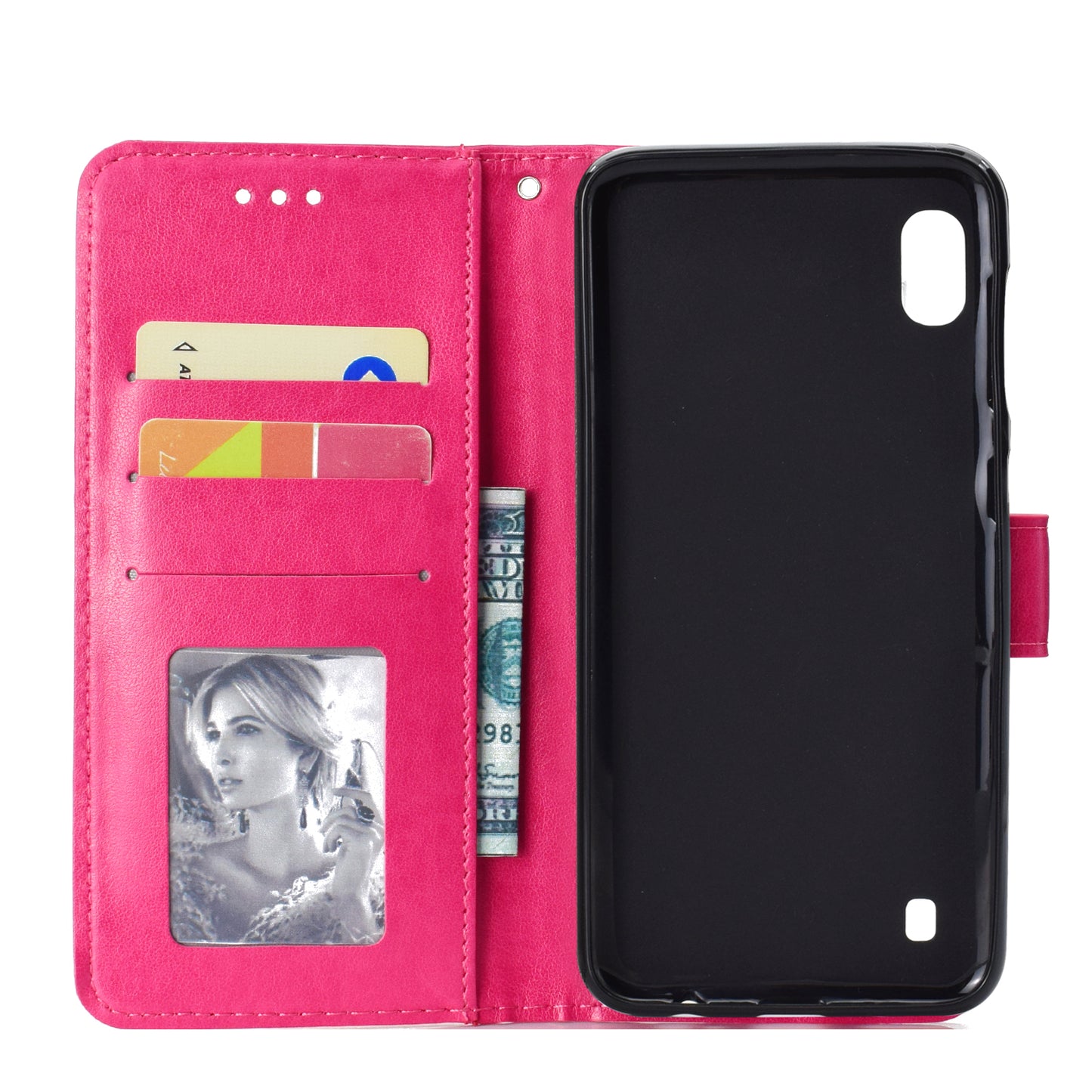 Imprint Flower Leather Wallet Case for Samsung Galaxy A10