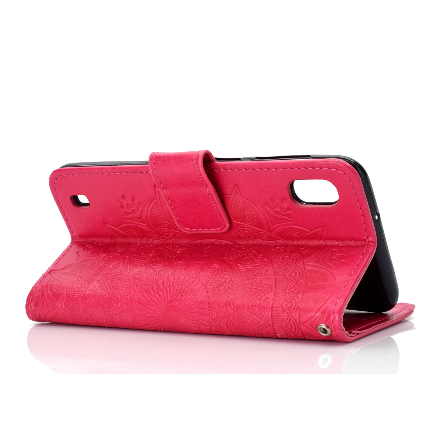 Imprint Flower Leather Wallet Case for Samsung Galaxy A10