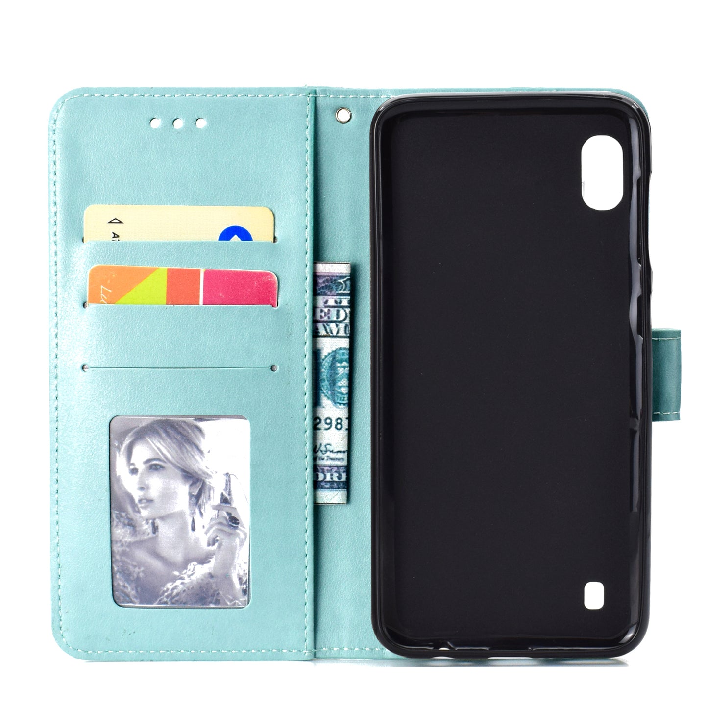Imprint Flower Leather Wallet Case for Samsung Galaxy A10