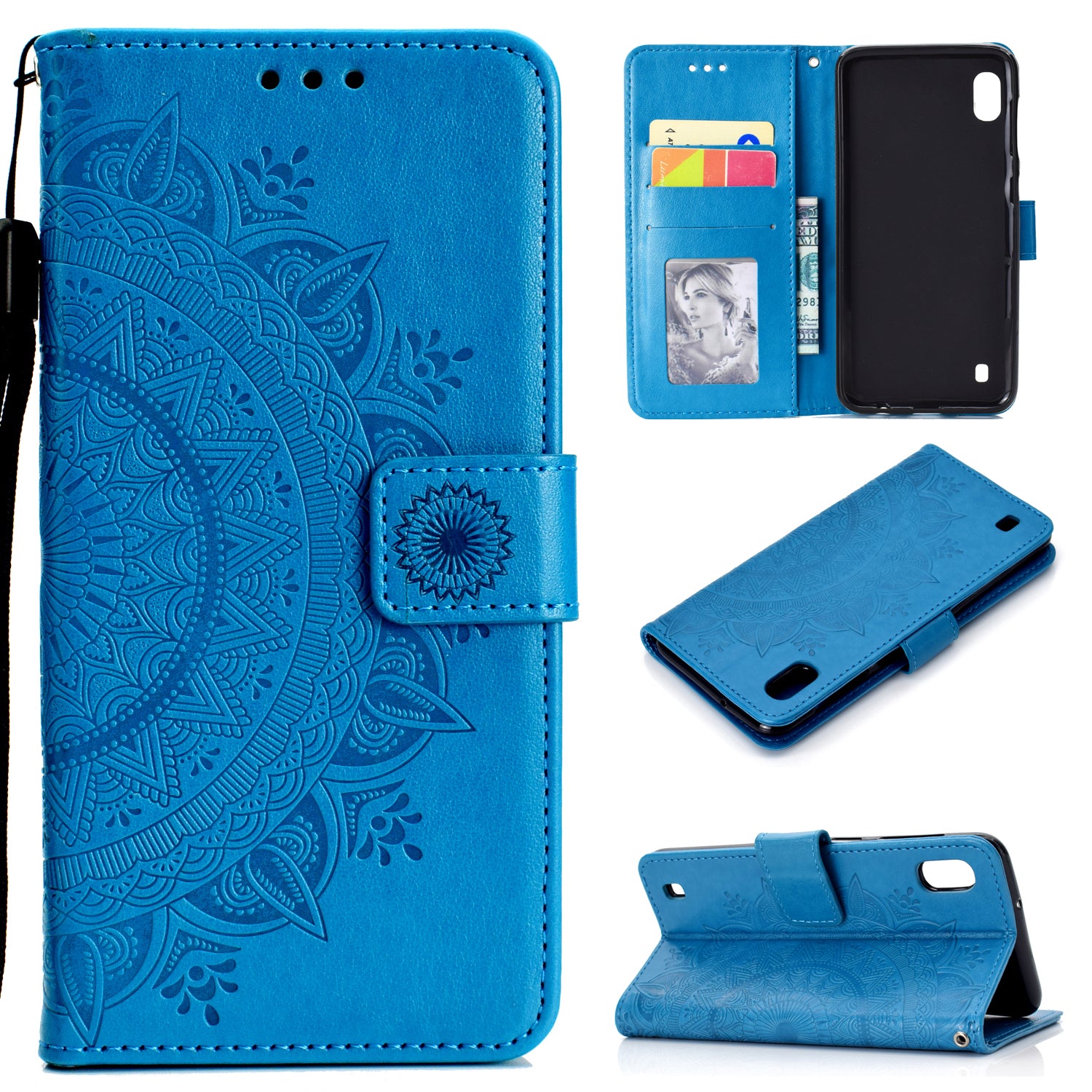 Imprint Flower Leather Wallet Case for Samsung Galaxy A10
