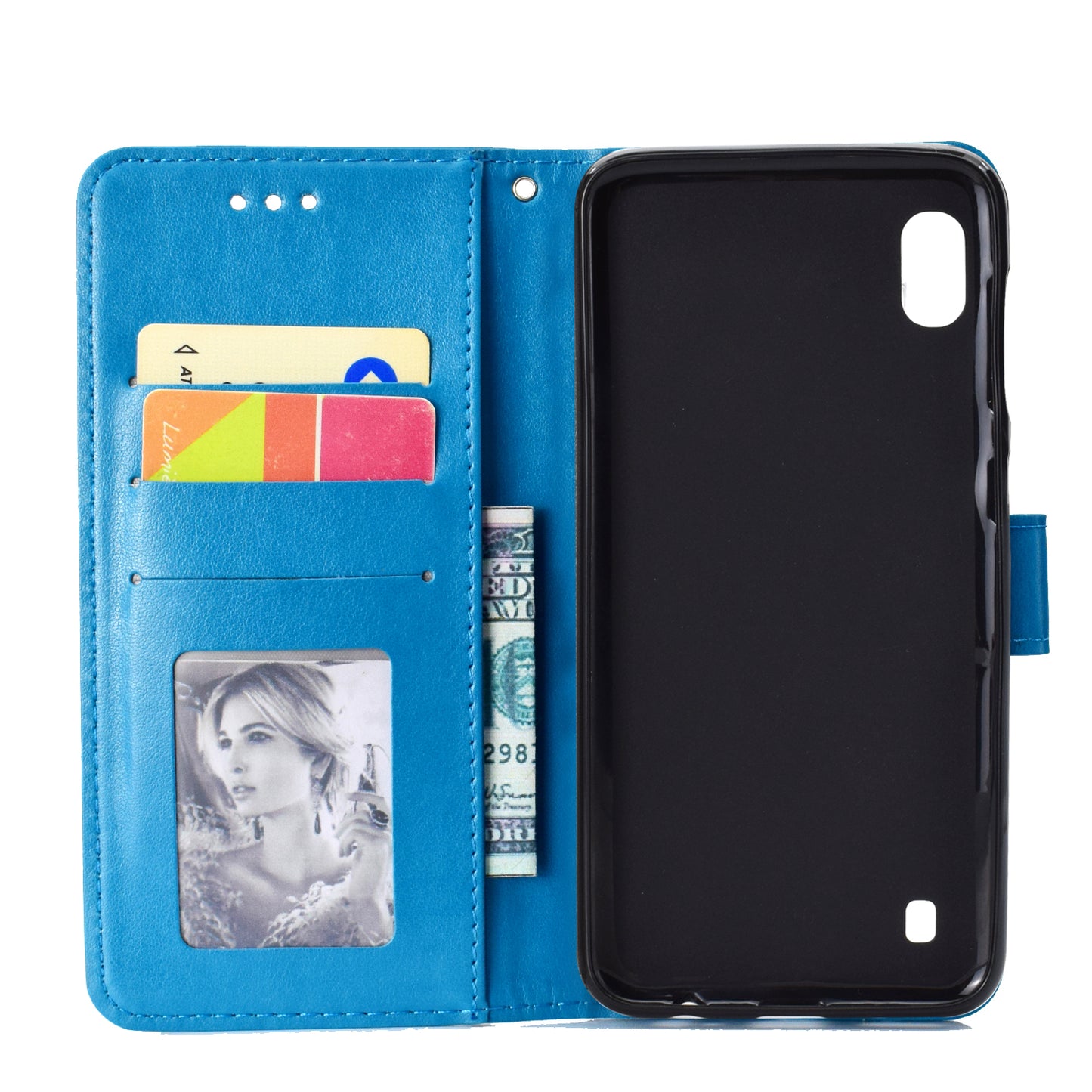 Imprint Flower Leather Wallet Case for Samsung Galaxy A10