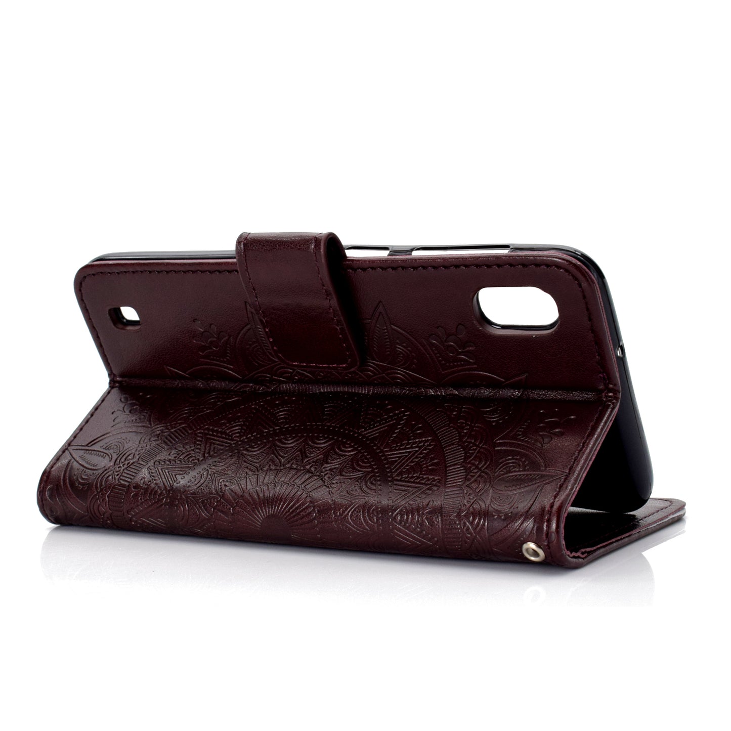 Imprint Flower Leather Wallet Case for Samsung Galaxy A10