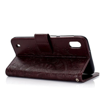 Imprint Flower Leather Wallet Case for Samsung Galaxy A10