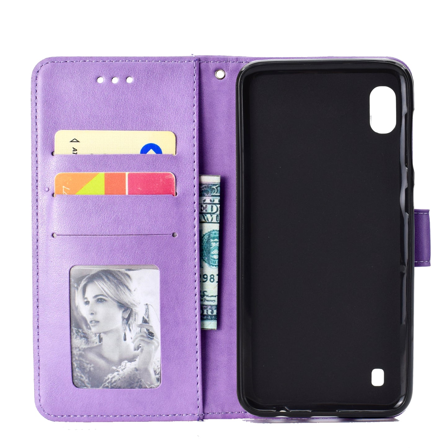 Imprint Flower Leather Wallet Case for Samsung Galaxy A10