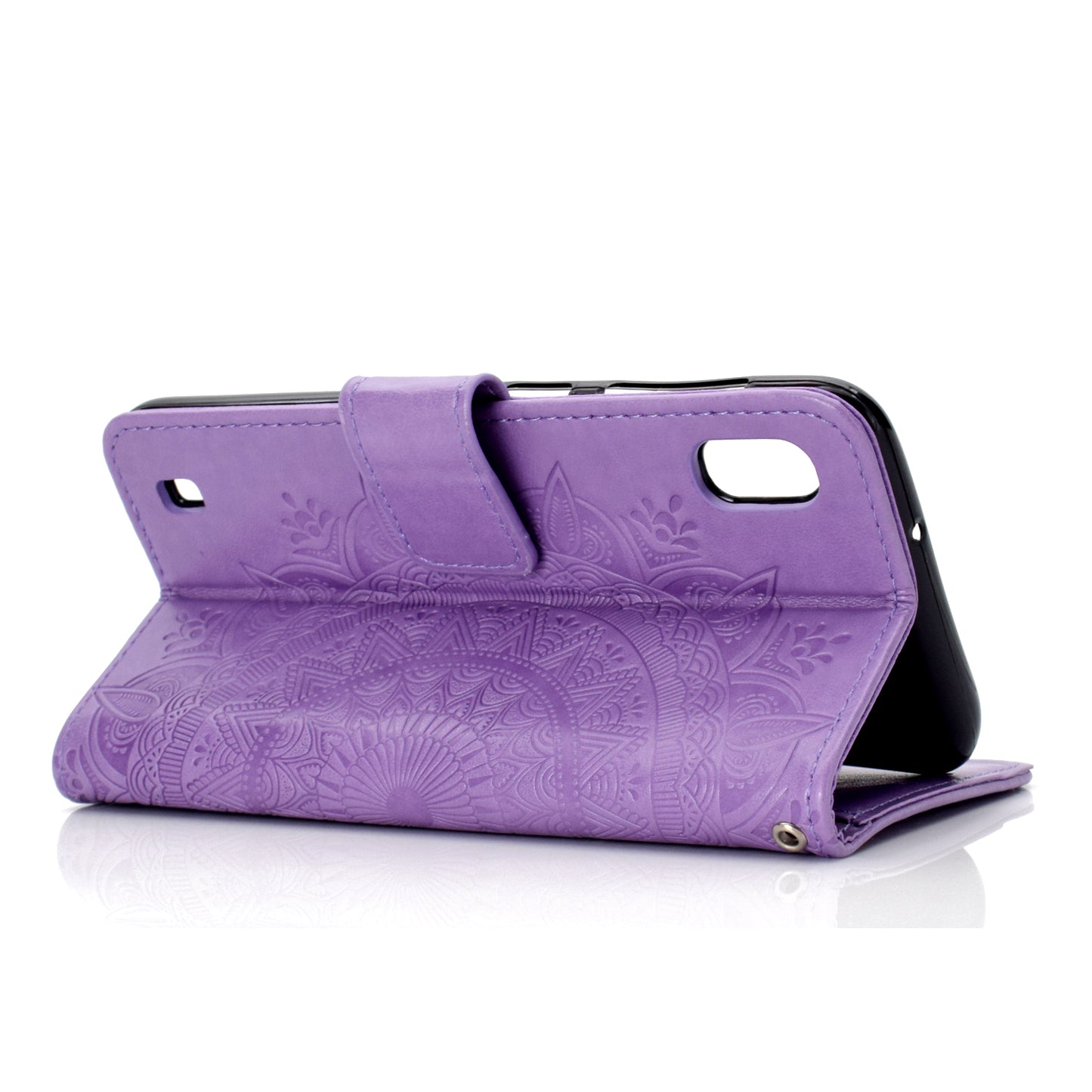 Imprint Flower Leather Wallet Case for Samsung Galaxy A10