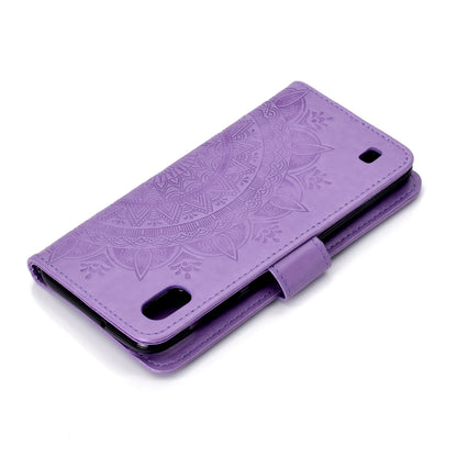 Imprint Flower Leather Wallet Case for Samsung Galaxy A10